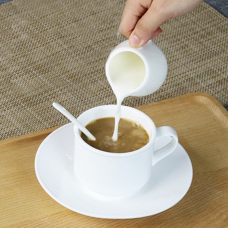 Mini jarra de leche blanca de cerámica para café Barista Latte Art, cafetera Espresso, té de la tarde, jarra con Espumador de leche