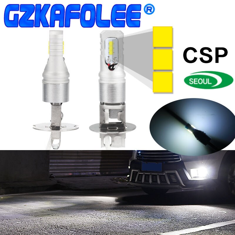 Gzkafolee 2 stuks  h3 led  h1 auto mistlamp lamp 1800lm 12v wit 6500k csp  y19 chip