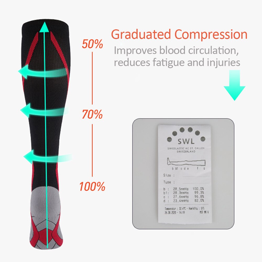 Skarpety uciskowe profesjonalne skarpety sportowe pończochy sportowe zdatność oddychające skarpety szybki suchy szyny piszczel ciśnienie łydki