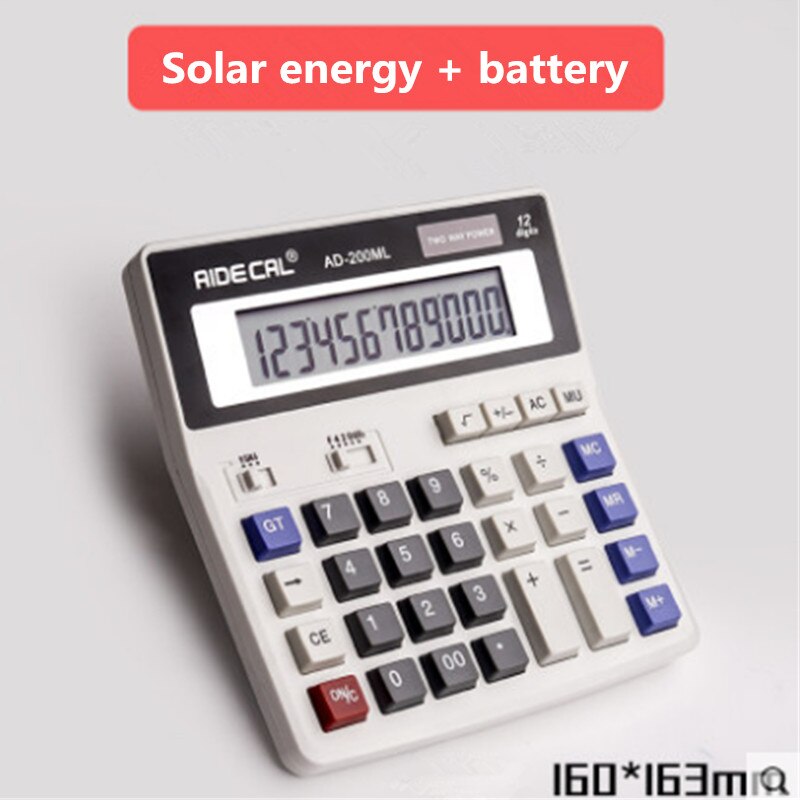 Large screen button solar cell financial accounting 12 digit multifunctional student examination office supplies calculator: Upgraded version