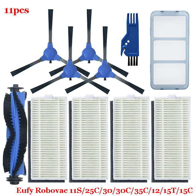 For Eufy Robovac 11S / 25C / 30 / 30C / 35C / 12 / 15T / 15C Slim Robot Vacuum Cleaner Parts Main Side Brush Cover Hepa Filter: MULTI