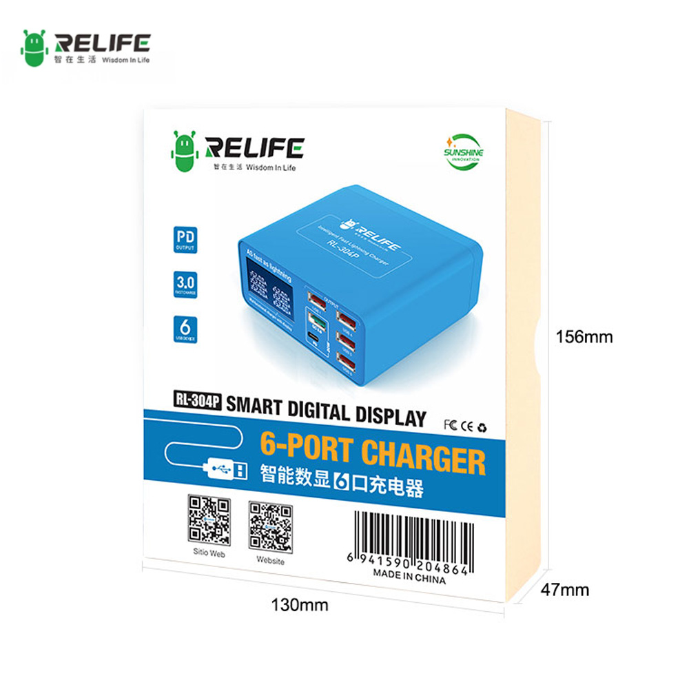 Relife RL 304P USB Charger Fast Charging Support Intelligence Smart 4+1+1 Port 2.4A For iPhone HUAWEI XIAOMI Phone Repair Tools