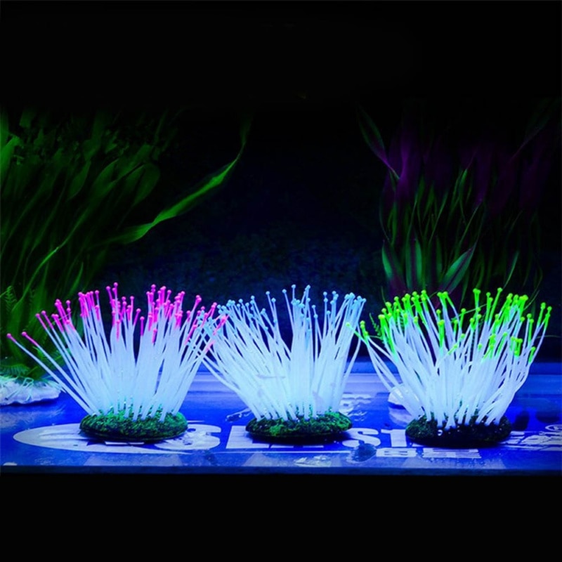 Fish Tank Glowing Decor Effect Artificial Silicone Plant Sea Anemone for Fish Tank Decoration Aquarium Ornament