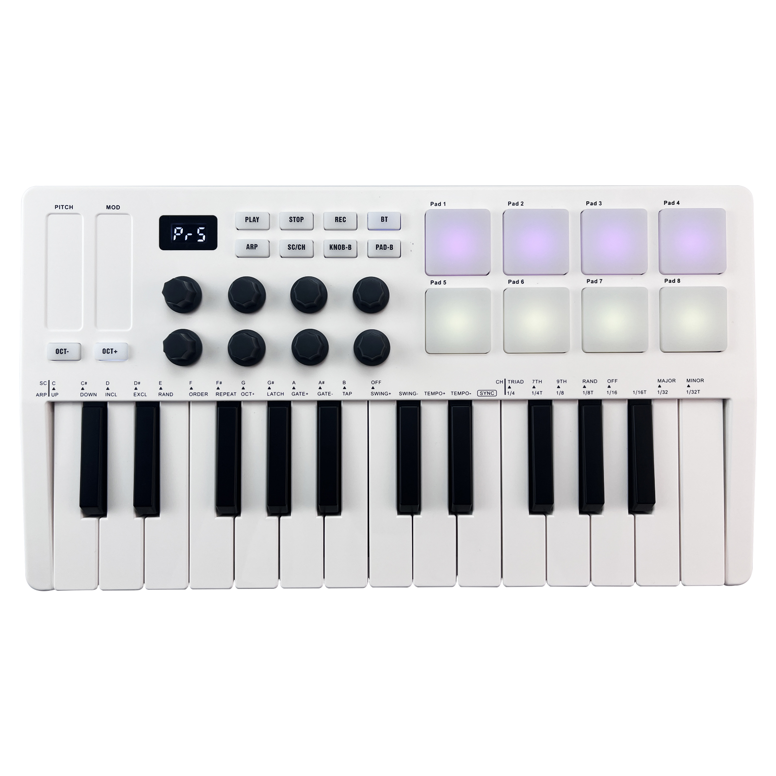 M-VAVE 25-Key MIDI Control Keyboard Mini USB Keyboard MIDI Controller with 25 Velocity Sensitive Keys 8 RGB Backlit Pads 8 Knobs