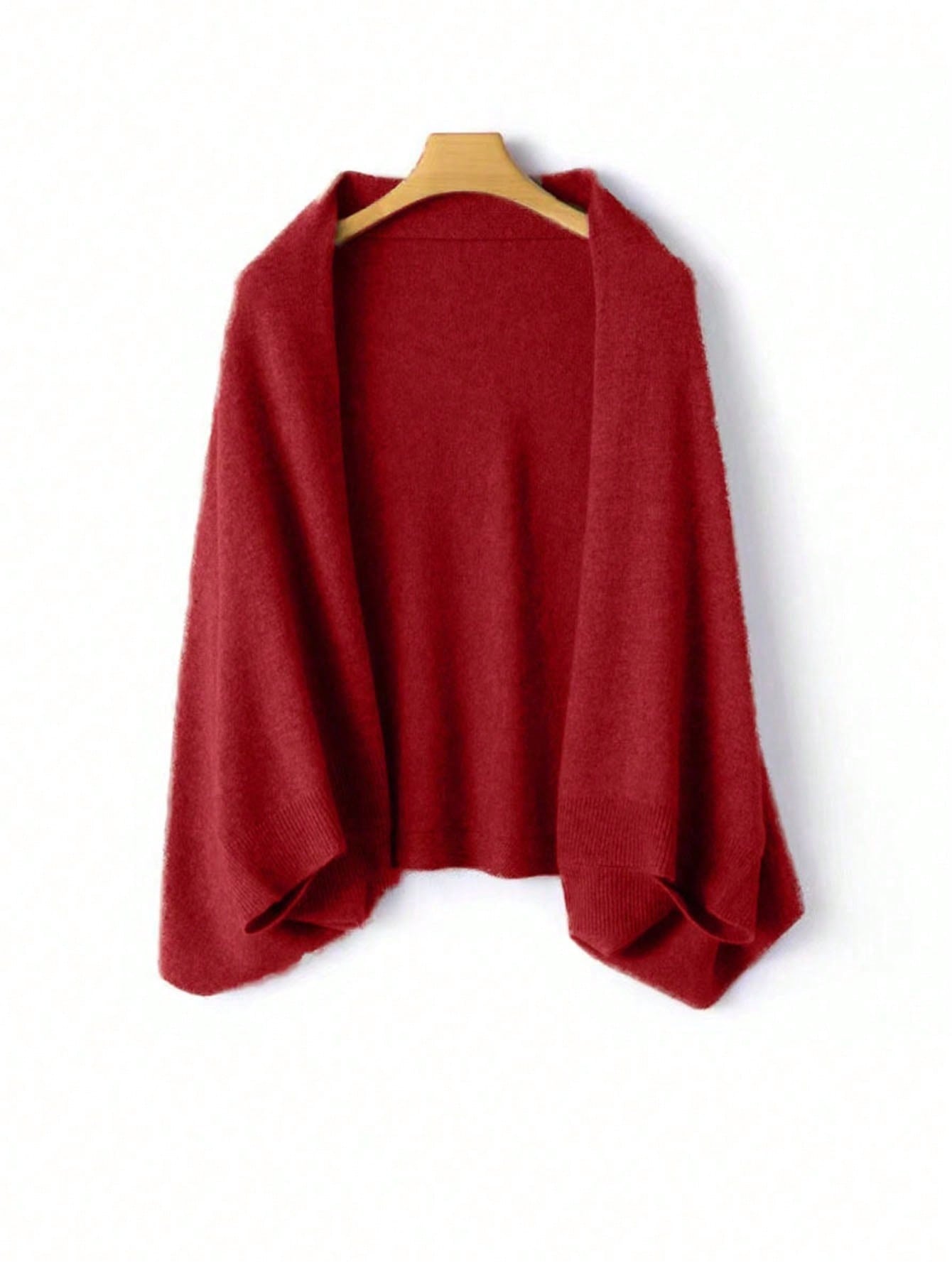 100% de lana para mujer, chal tejido, bufanda, prendas de punto suaves y cálidas, cárdigan, capa, envolturas para hombros, protección del cuello, bufandas Pashmina de doble uso: Color vino