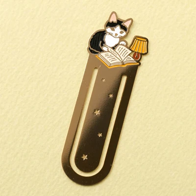 Leuke Kat Bladwijzers Metalen Boek Clips Kawaii Kittens Papieren Pagina Houder Japanse Briefpapier Lezen Gereedschap School Kantoorbenodigdheden: YELLOW