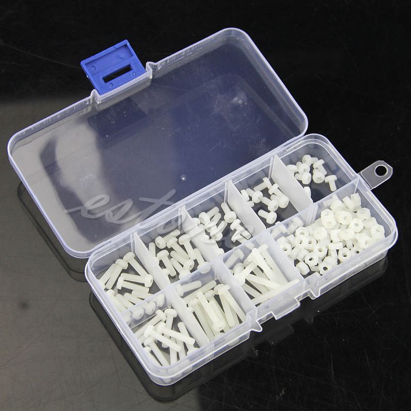 160Pcs Metric M3 8 Maten Assortiment Stand-Off Nylon Schroeven Bolt & Nuts Kit Wit