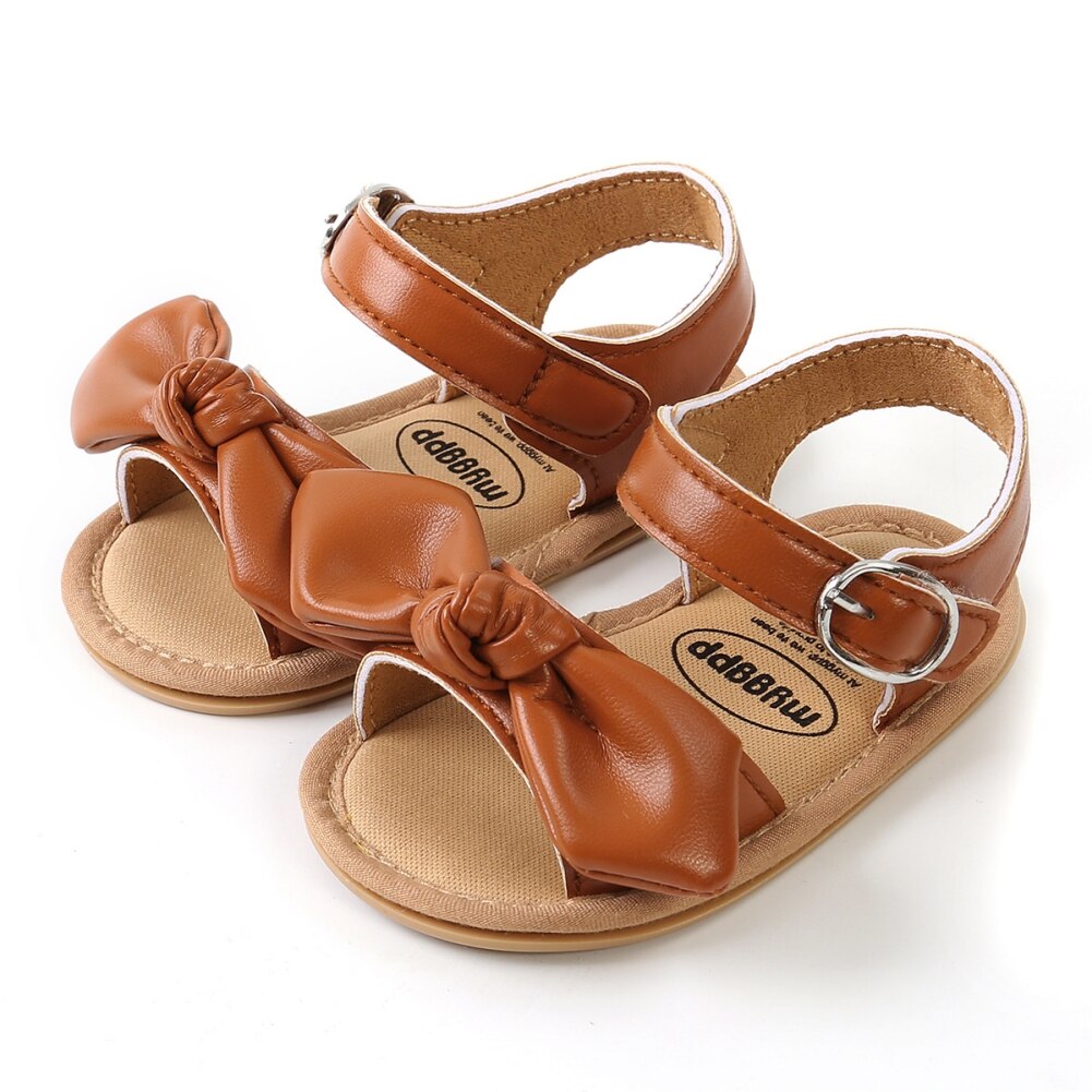 Summer Infant Baby Girls Sandals Casual Bowknot Beach Garden Shoes Anti-Slip PU Leather Flat with First Walking Shoes 0-18M: K / 13-18 Months