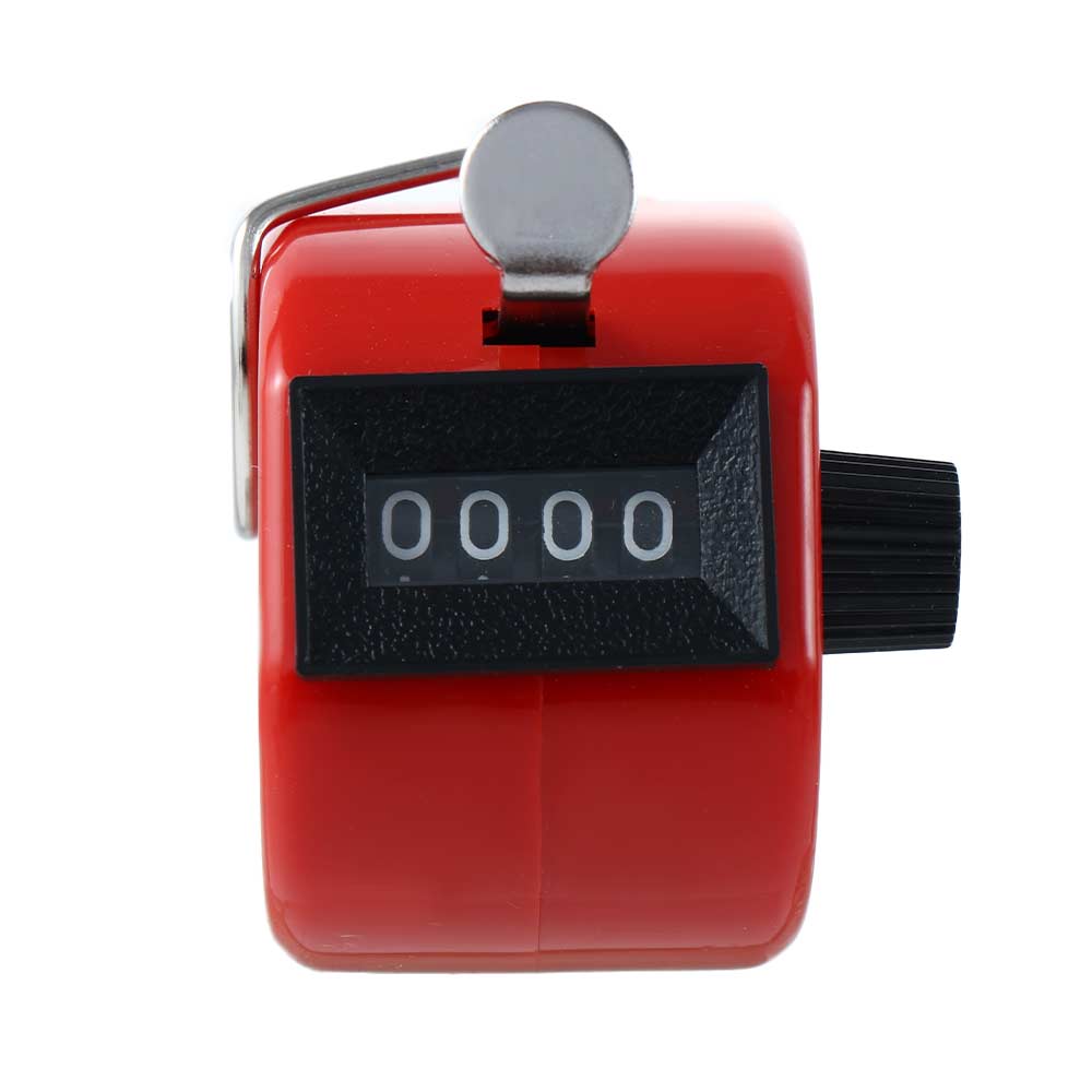 4 Digit Number Mini Hand Held Tally Counter Digital Golf Clicker Manual Training Counting Max 9999 Counter Measurement Tools: Red