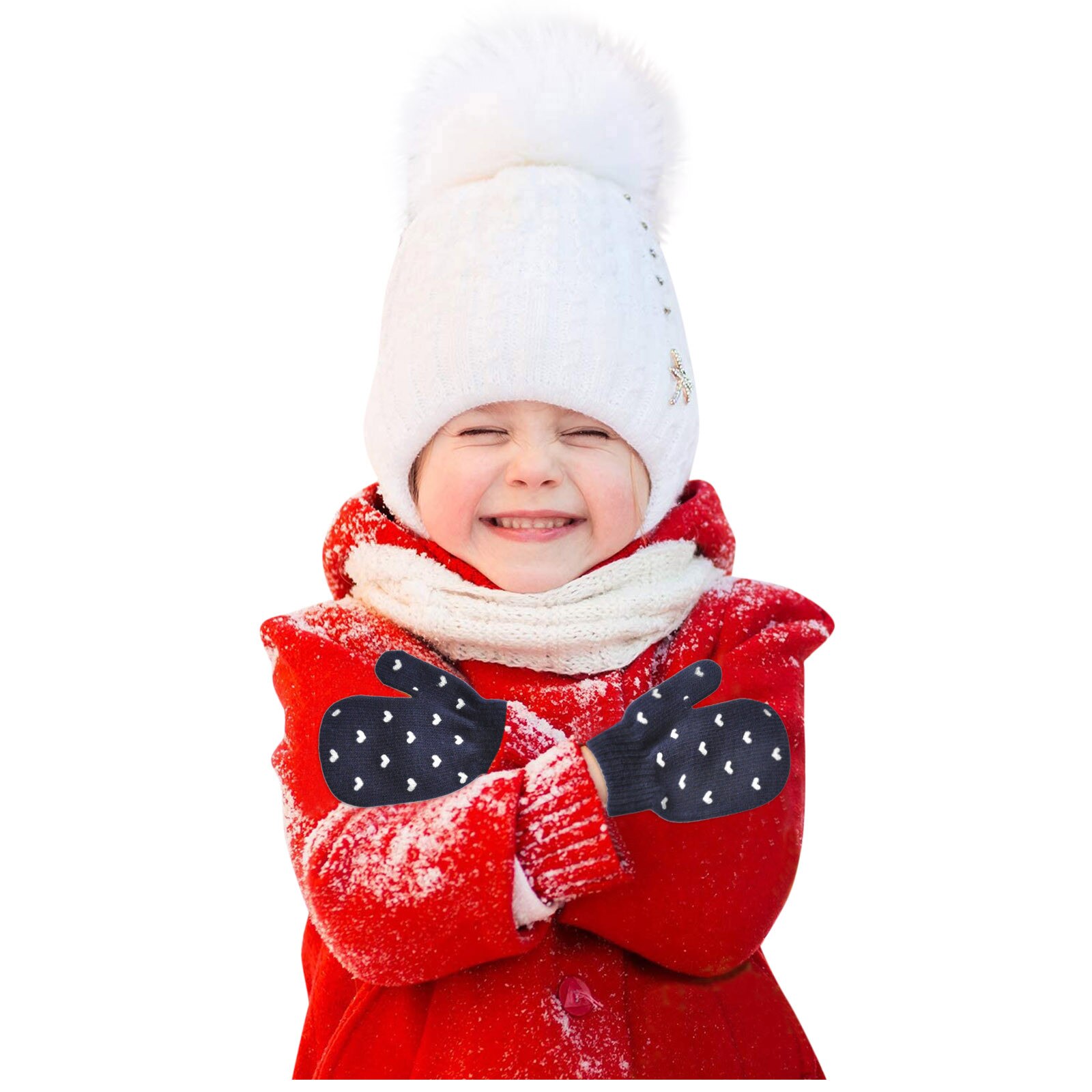 3 #3/5Paare freundlicher freundlicher Jungen Mädchen Winter Nette Liebe Herz Warme Gestrickte Handschuhe Einfarbig Handschuhe Baby Zubehör 1-4y Handschuhe
