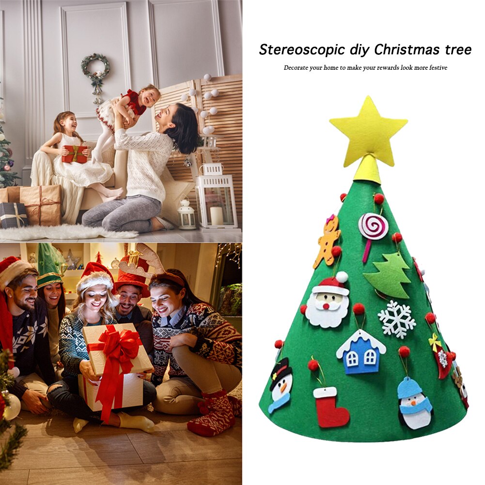 DIY Felt Christmas Tree Stereoscopic Christmas Ornaments Decorative Xmas Children Party Festival Supplies Accessories