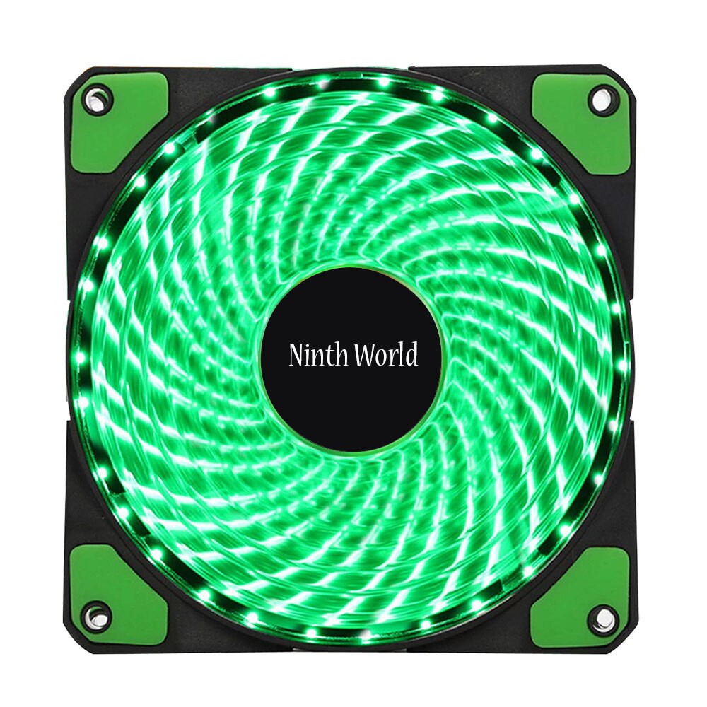 Ventilador con cubierta para ordenador PC de 120mm, enfriador disipador térmico de 16dB, enfriamiento Ultra silencioso de 33 ledes con ventilador de 12CM de goma antivibración: 33LED Green