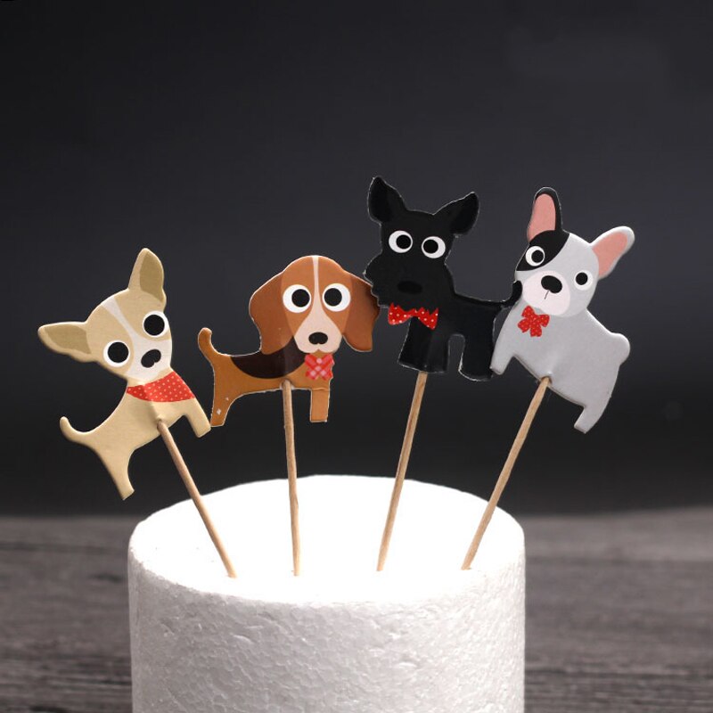 24 stk hvalp hund cupcake toppers tegneserie kæledyr tema baby shower fødselsdag dyr fest kage dekorationer
