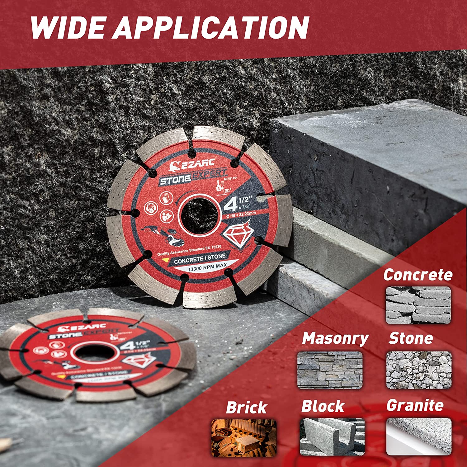 EZARC 115mm &Ampere; 125mm Segmentiert Diamant Sägeblatt für Winkel Schleifer 2 stücke Diamant Klingen Schneiden Beton Stein mauerwerk Ziegel Block