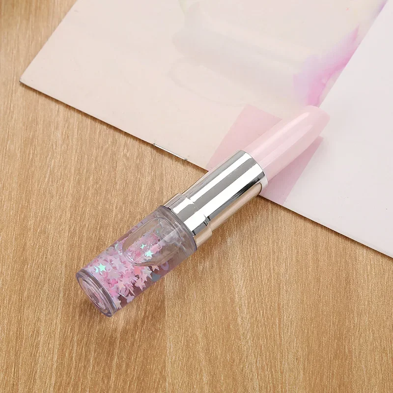 Stylo à bille rouge à lèvres fantaisie, stylos promotionnels, signature portable, petit stylo frais, encre noire, fournitures scolaires et de bureau, pour fille, 0.5mm: Beige