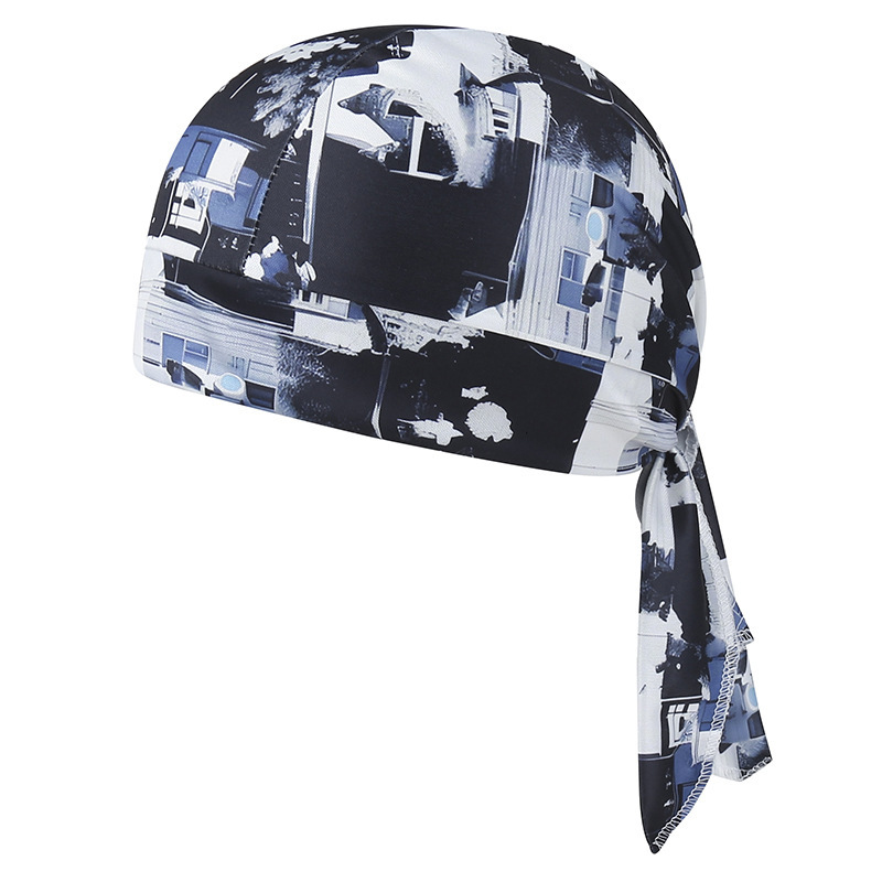 Camouflage Headband Bandana Handkerchief Head Man Pirate Hat Cycling Hood Sun Protection Sports Breathable Printed Headscarf: Ivory