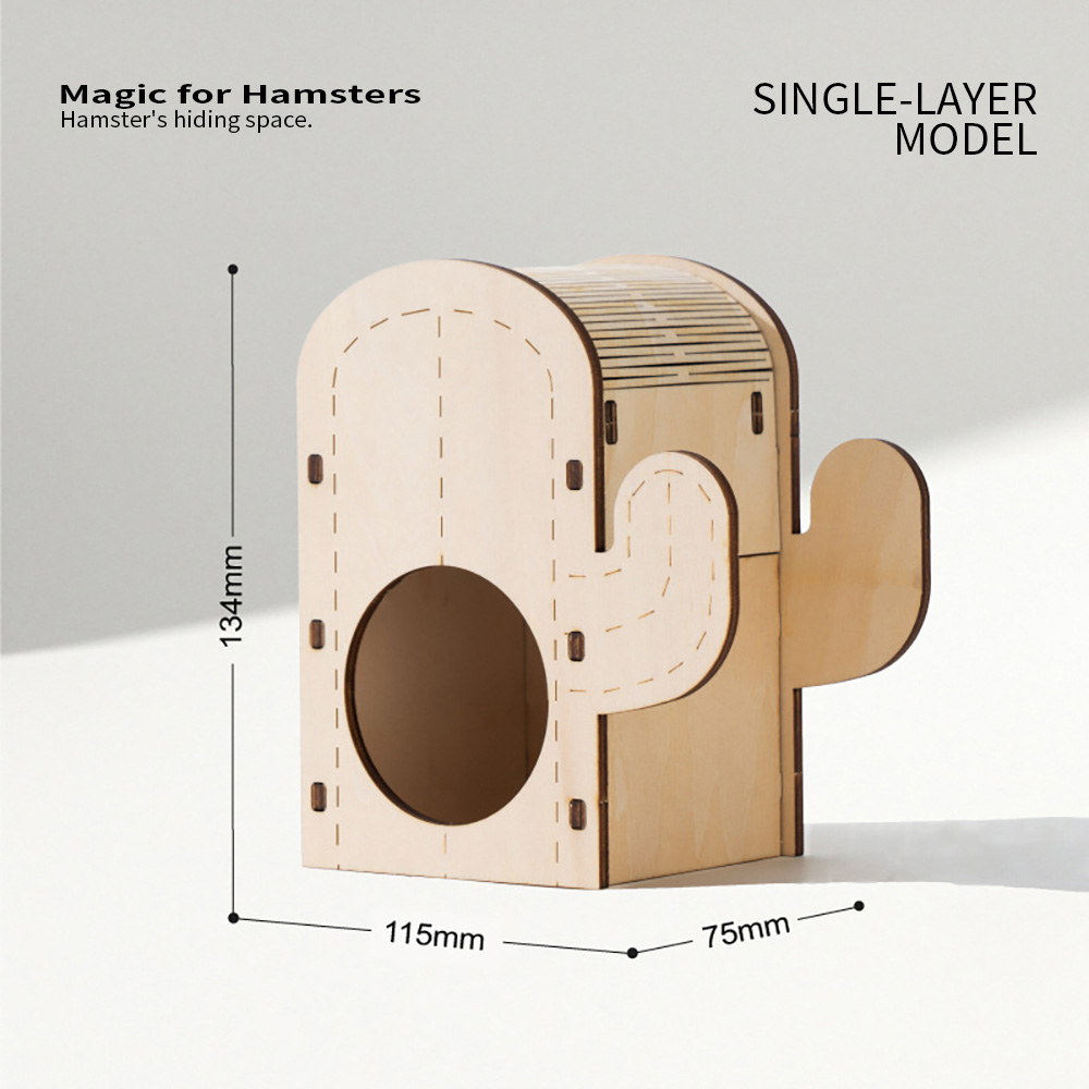 Jaula de madera para hámster para mascotas pequeñas, casa de cactus, refugio para escalar ardilla, escondite para roedores, nido de madera, accesorios para hámster,: Marrón oscuro