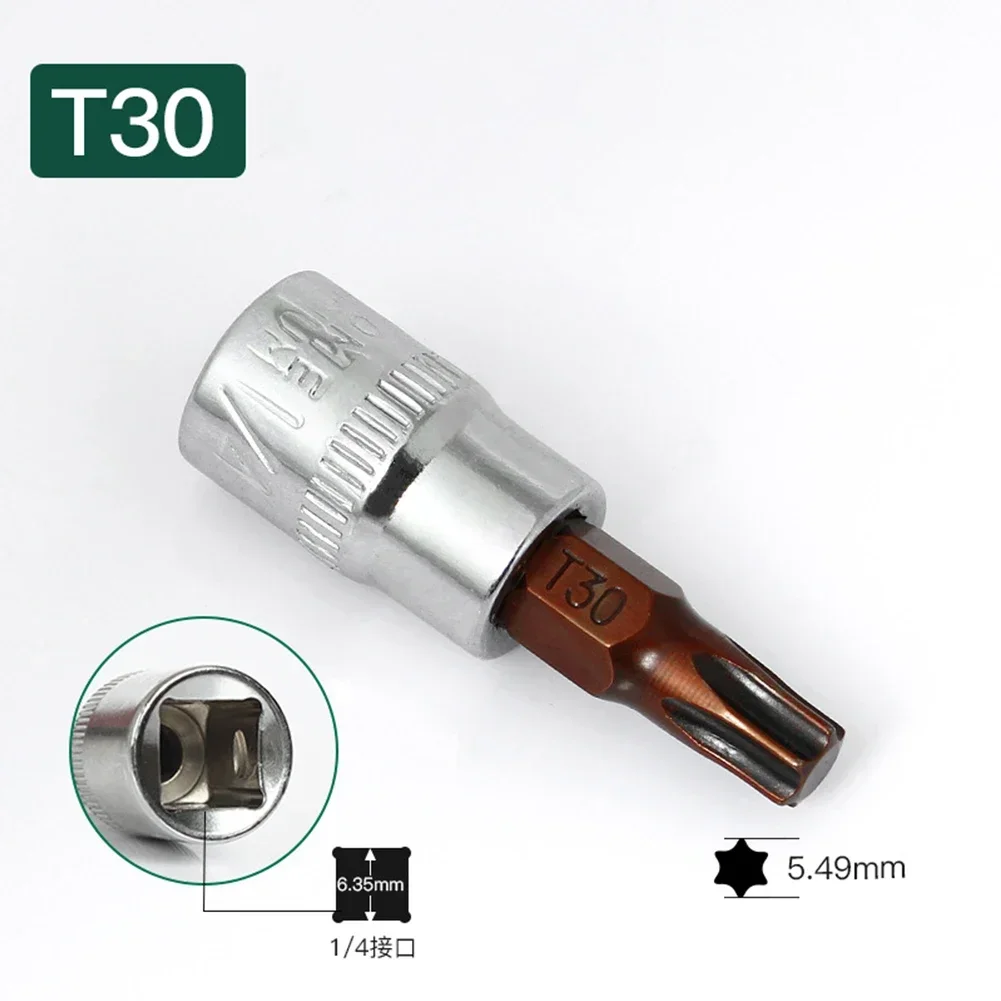 Dopsleutels Schroevendraaier Bit Hex Shank T15 T20 T25 T30 T40 Torx Schroevendraaier Bits 1/4 Inch Drive Socket Head