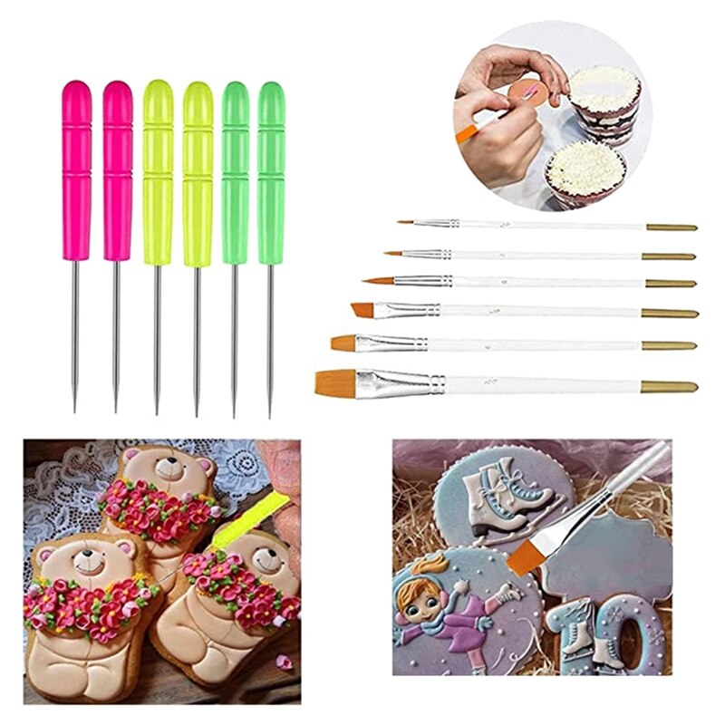 18 Pcs Cookie Decorating Kit Supplies Including Acrylic Cookie Turntable Silicone Mesh Mats Cookie Decoration Brushes