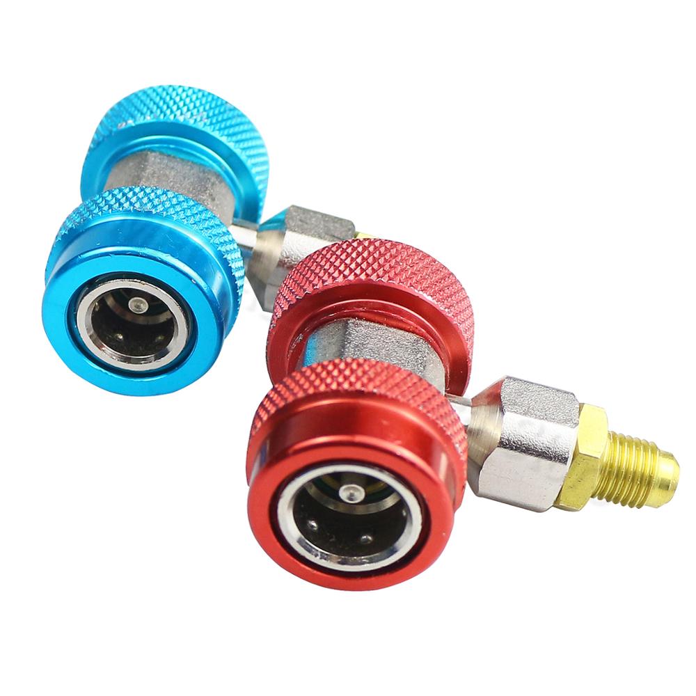 PMFC 1 Pair High Low Connector Manifold Adapter R134A AC Air Condition Adjustable Quick Coupler Refrigerant Manifold Gauge Set