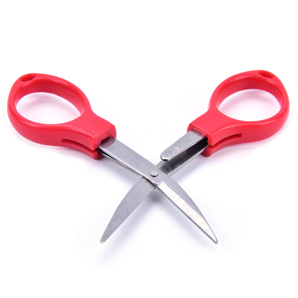 1 uds, tijeras plegables de acero inoxidable, llavero de tijera de pesca, minicortador de Camping, papelería escolar, al azar