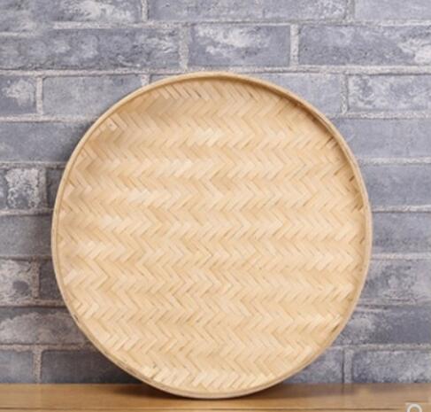 Bamboo woven round dustpan Hand-woven bamboo sieve rice sieve bamboo plaque painting tray: 18cm