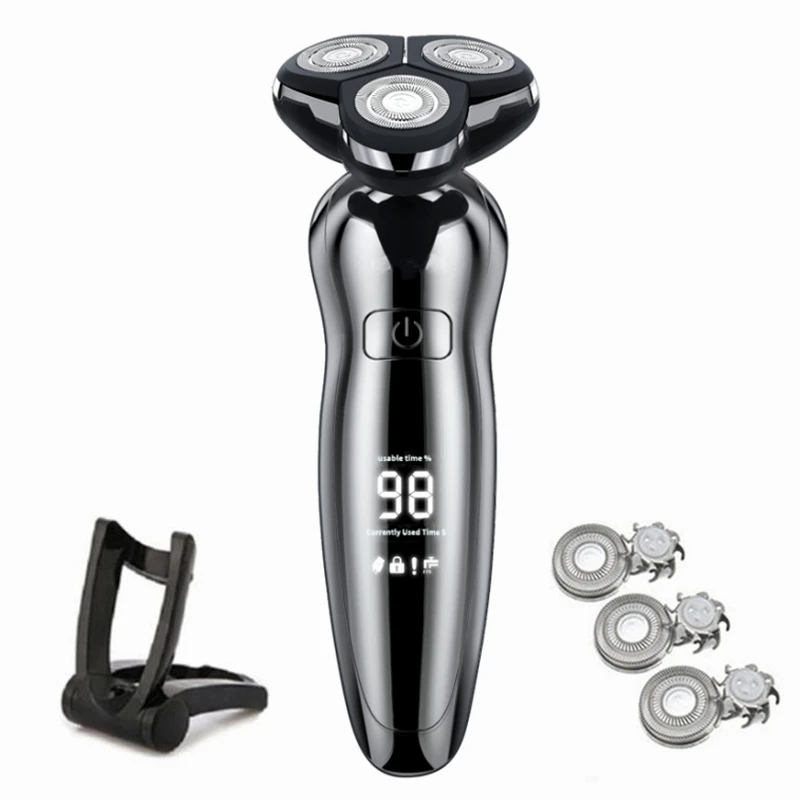 ZOZEN-Afeitadora eléctrica para hombres, máquina de afeitar para cortar el pelo corporal, cortadora de barba rotativa, 100% resistente al agua: Morado