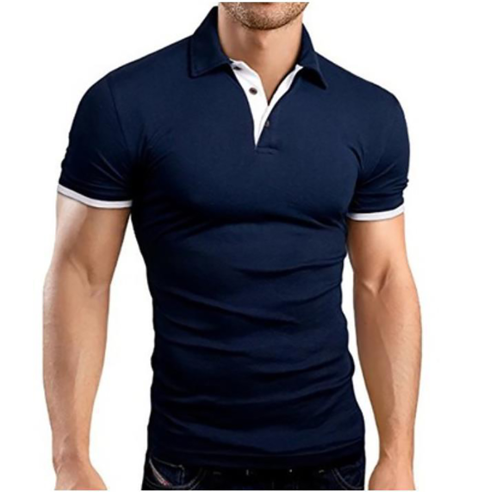 Novedad de verano, Polo de manga corta con cuello hueco para hombre, camiseta transpirable de de negocios, ropa de masculina