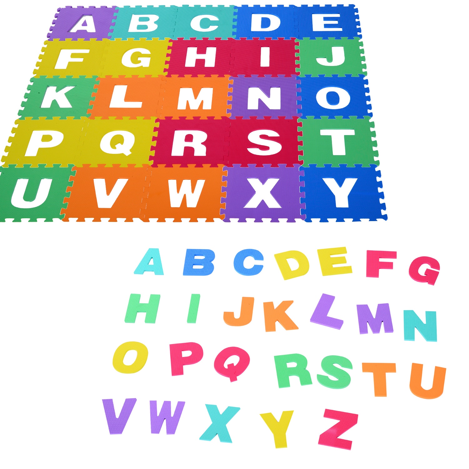 HOMCOM Alfombra Puzle 2.41m2 Ninos 3 Anos 26 Letras Goma Espuma Estera Juego Puzzle
