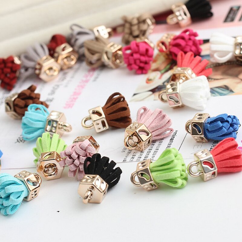 Pendentif pompon Vintage en cuir suédé de 25mm, pour bricolage, résultats de bijoux artisanaux, boucles d&#39;oreilles, accessoires, ornements porte-clés, 10 pièces/lot