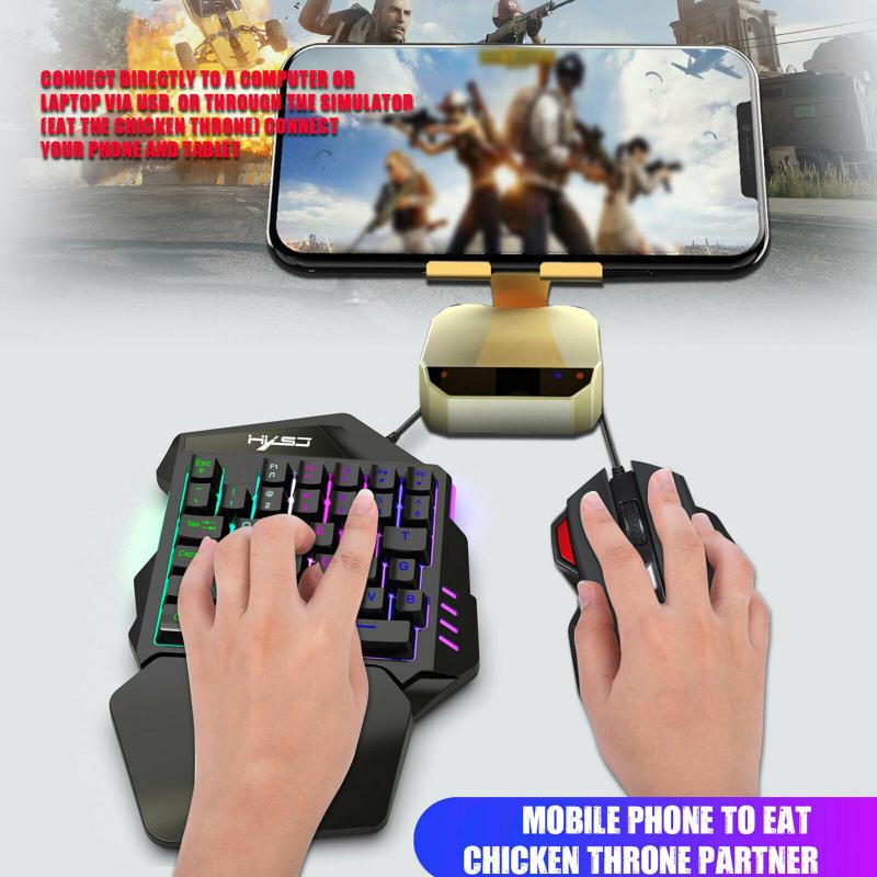 One-Handed Gaming Keyboard Mouse Combos Set Gamer Keypad RGB LED Keyboard Mouse Kit For Laptop Computer Eating Chicken Game
