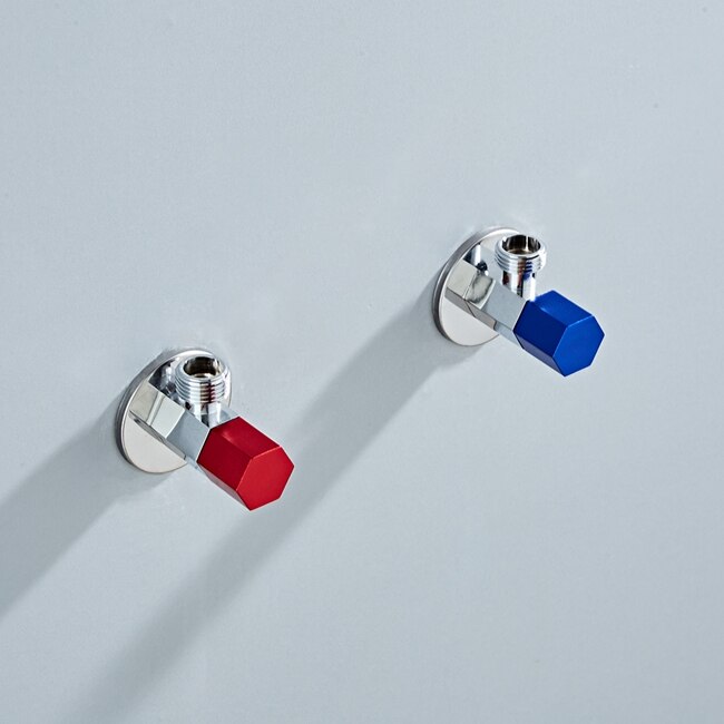 Angle Valves SUS304 stainless steel valve Bathroom Accessories Angle Valve for Toilet Sink Thicken Triangular Valve Switch Water: Red blue angle valve