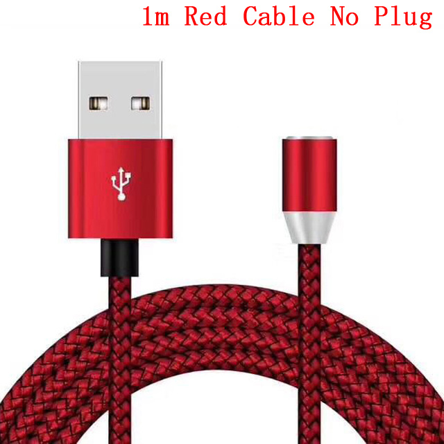 Cable magnético redondo de 8 pines tipo C, Conector Micro USB C, adaptador de cargador magnético de teléfono de carga rápida para iPhone, Cable de cargador de 1m: Red Cord No Plug