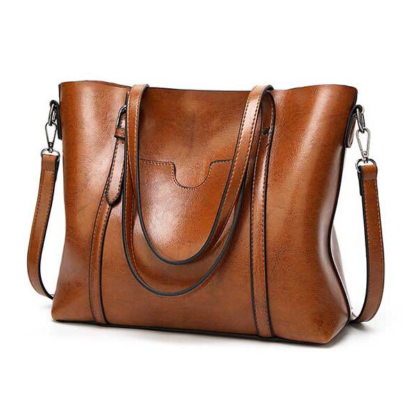 HJPHOEBAG nouvelle femmes sac à bandoulière sac à bandoulière huile cire cuir dames sac à main fourre-tout sac à bandoulière sacs pour femmes YC005: brown