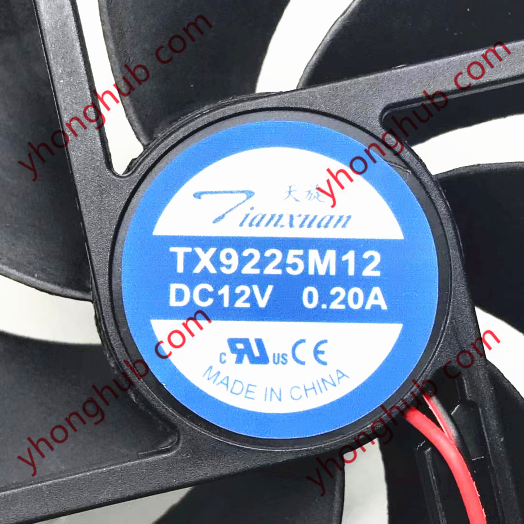Tianxuan TX9225M12 DC 12V 0.20A 90x90x25mm 2-Wire Server Cooling Fan