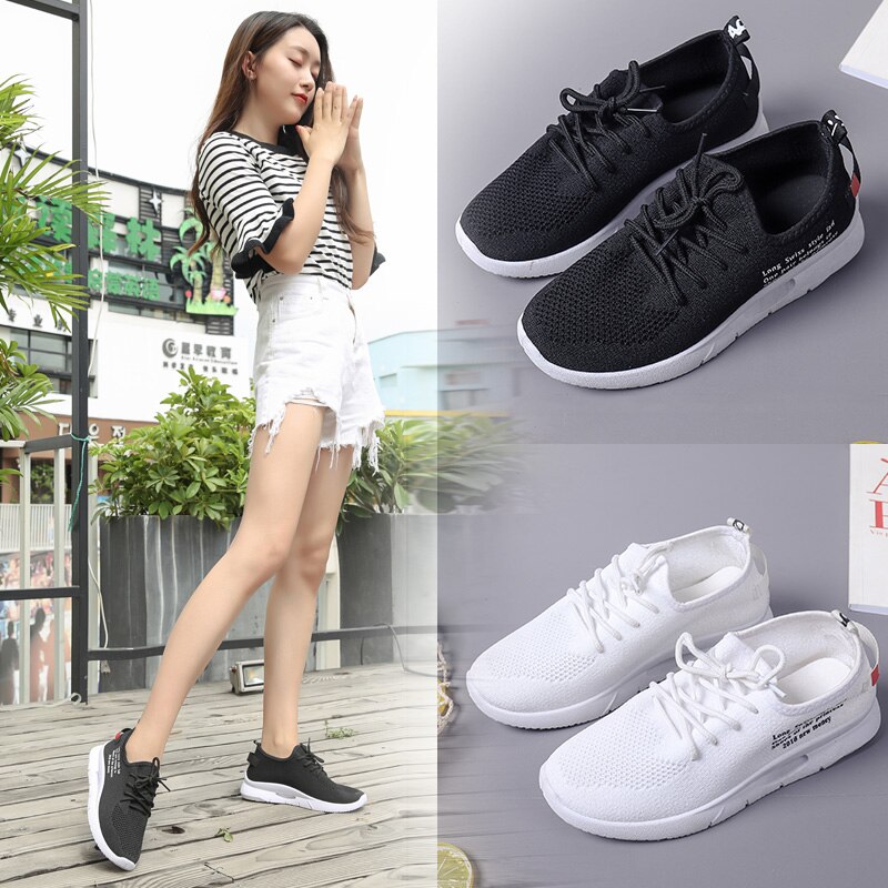 Ademende witte schoenen voor dames sneakers wandelschoenen volwassen platte net sportschoenen outdoor jogging fitness schoenen vrouw
