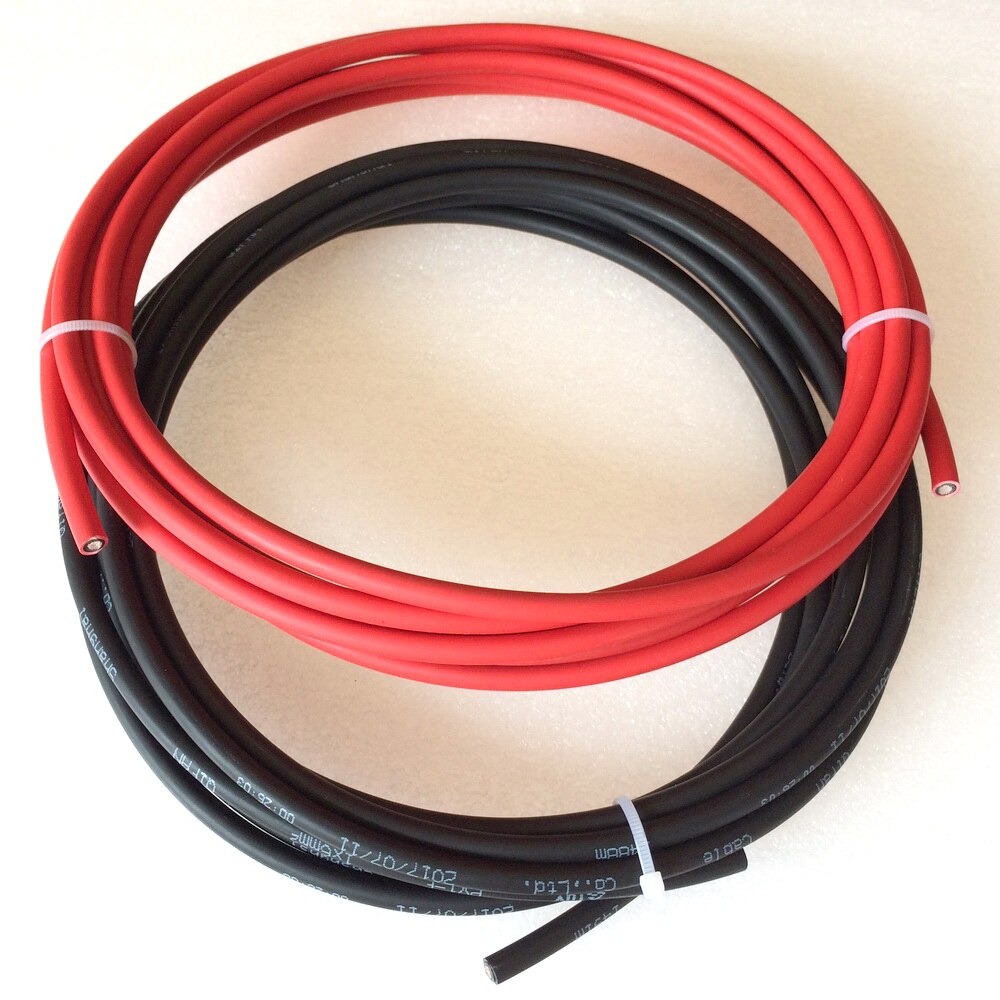 Zonnestelsel Pv Kabel Gebruikt Voor Zonnecellen Panel Verbinding 2.5 M Rood + 2.5 M Black Solar Kabel 4mm2 6mm2 10mm2
