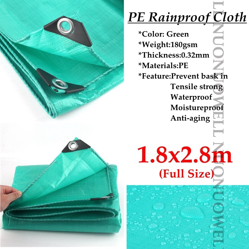 Grubość 0.32mm podwójne zielone plandeki PE deszczoodporne tkaniny ogród dziedziniec soczysty ciężarówka wodoodporna parasolka markiza CoveCloth: 1.8x2.8m