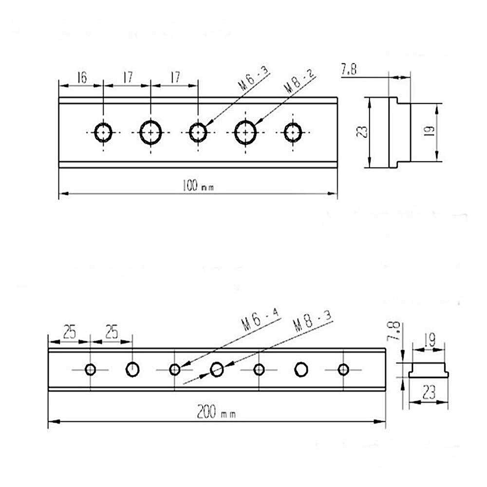 200mm M6 T Track Slot Sliding Slab Slide Block for T-slot Woodworking Tool