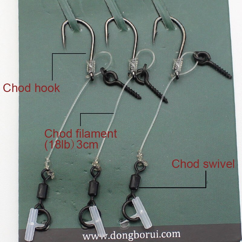 1 pakke karper fiskeriudstyr med filament 18lb fiskesnøre / boilies skrue lille rig / fiskekrog 6/8/10 pop up chod rigs