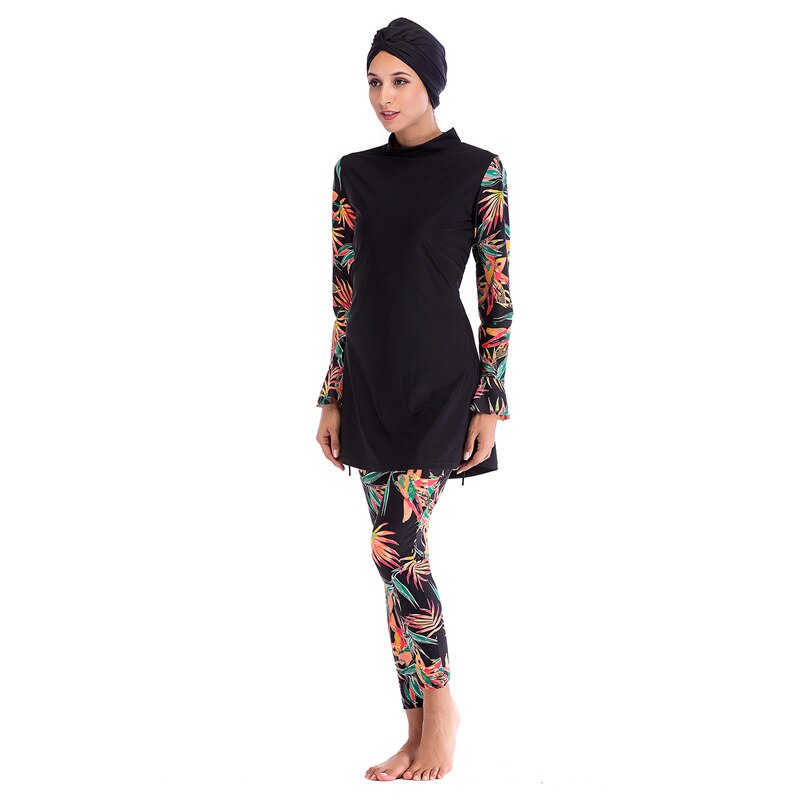 YONGSEN Muslim Swimwear Women Modest Patchwork Hijab Long Sleeves Sport Swimsuit Islamic muslimah Burkinis Wear Bathing Suit