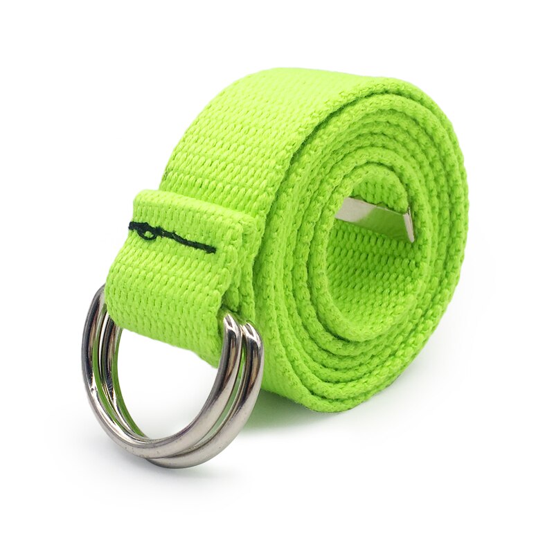 D Ring schnalle gürtel Harajuku Reißverschluss alle-spiel Ultra lange leinwand gürtel liebhaber kurze feste farbe lange gürtel 110cm lange: FluorescentGreen