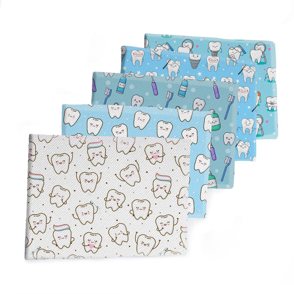 50*145Cm Stof Leuke Cartoon Tand Gedrukt Polyester Katoen Twill Stof Patchwor Gedrukt