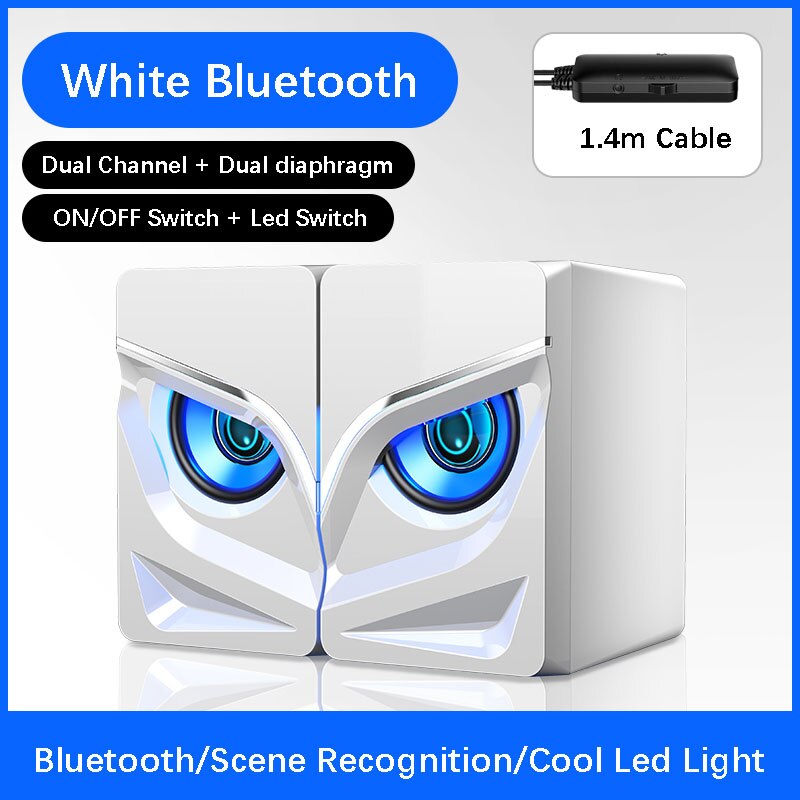 Bluetooth verdrahtet Mini Computer Lautsprecher Bass Hörner für Laptop Schreibtisch Telefon Leistungsstarke Lautsprecher USB AUX Audio- Multimedia Lautsprecher: Weiß Bluetooth