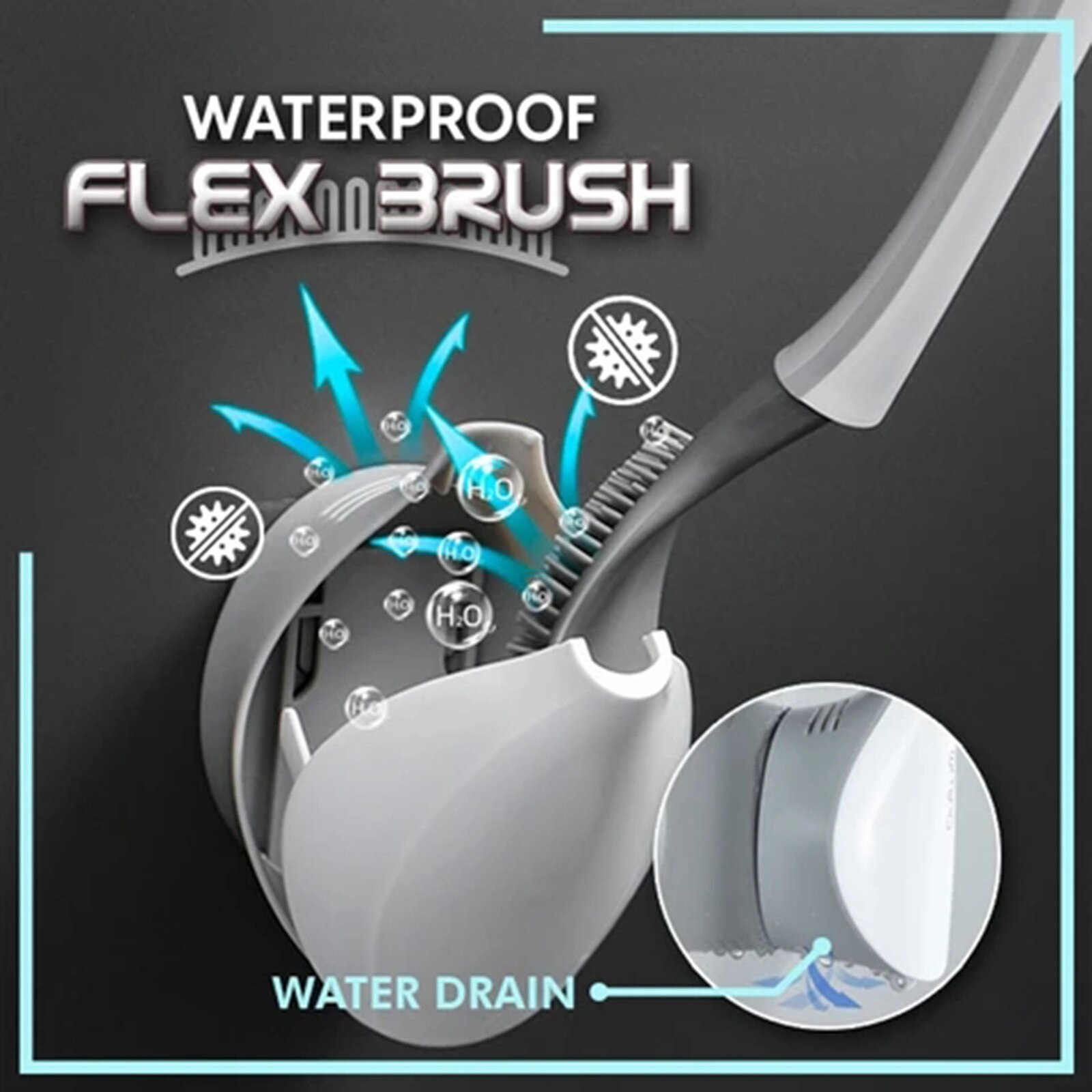 Bathroom Cleaning Tool Holder With Toilet Brush Wall-Mounted Silicone Retractable Toilet Brush No Dead End Cleaning Brush Set