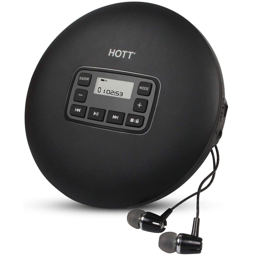 HOTT CD204 Portable CD Player, Personal Compact CD Player with Headphones, Anti-Skip/Shockproof for Home Travel and Car