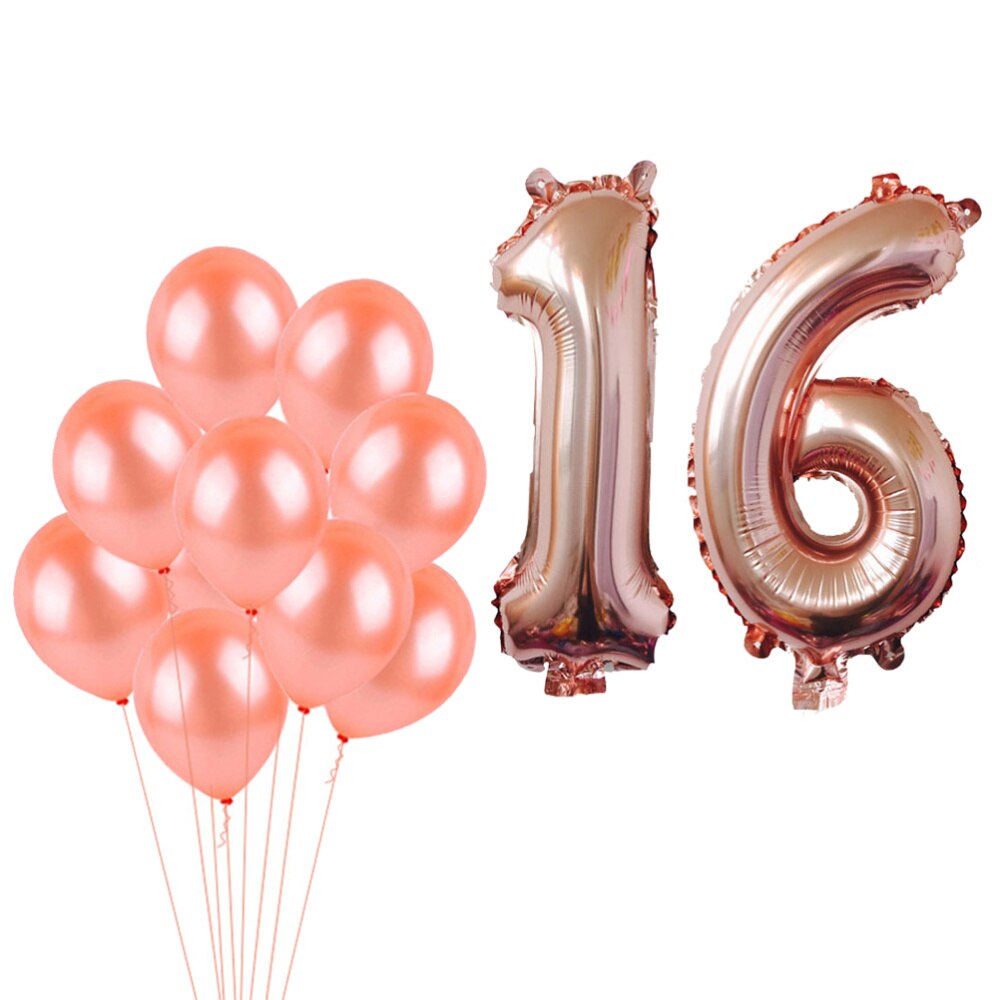 Party Ballonnen Set 32Inch Nummer 18 Aluminium Folie Metallic Mylar Ballon 12Inch Latex Ballonnen Decoratie: As Shown 1