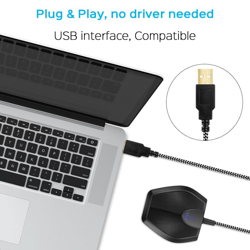 USB Conference Microphone Table Top Desktop Computer Mikrofon Desktop Conference Condenser Microphone With LED Indicator