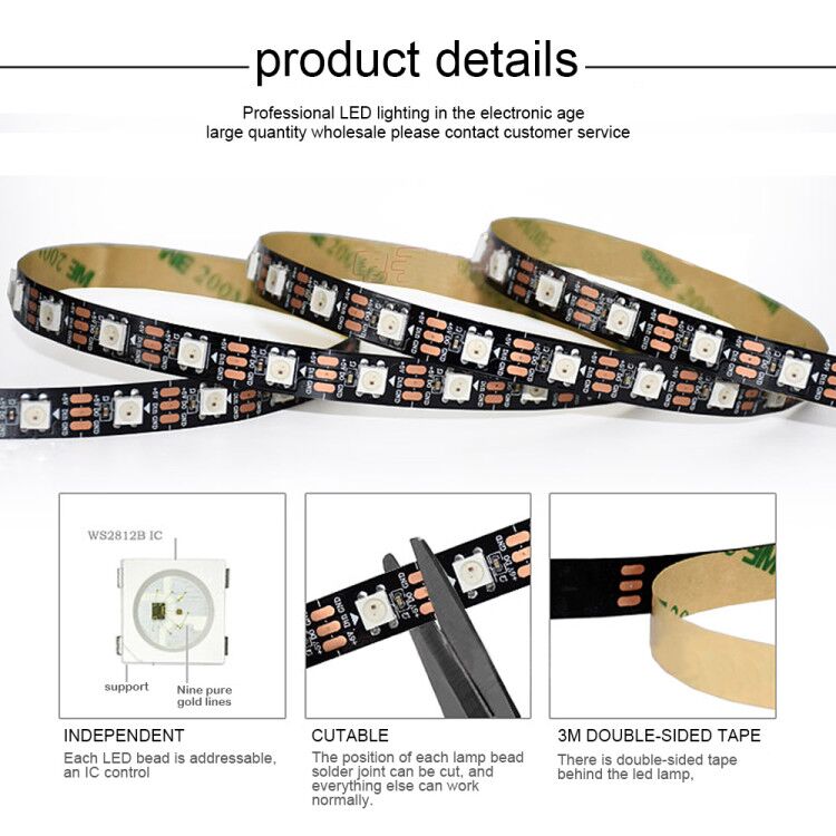 WS2812B Led Strip Waterdicht/Geen Waterdichte 60 Leds/M WS2812 Smart Rgb Led Licht Strip DC5V1m/2 m/3 M/4 M/5 M