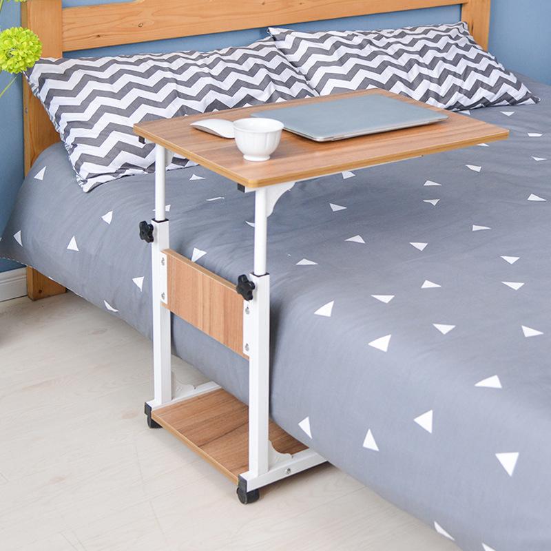 JOYLOVE Computer Table Adjustable Portable Laptop Desk Rotate Laptop Bed Table Can Be Lifted Standing Desk With Storage Shelf: Basic Oak